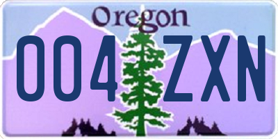OR license plate 004ZXN