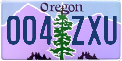 OR license plate 004ZXU