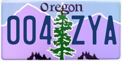 OR license plate 004ZYA