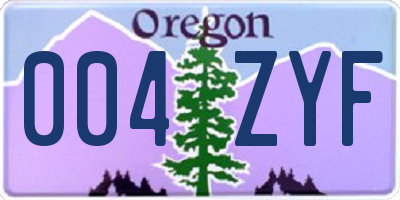 OR license plate 004ZYF