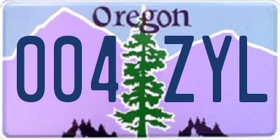 OR license plate 004ZYL
