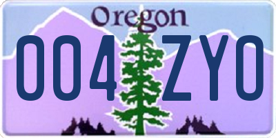 OR license plate 004ZYO