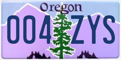 OR license plate 004ZYS
