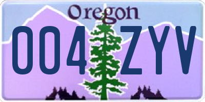OR license plate 004ZYV
