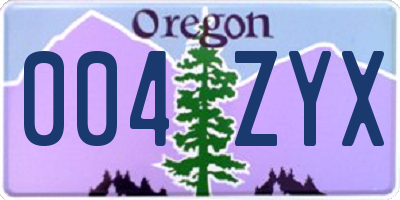 OR license plate 004ZYX