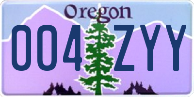 OR license plate 004ZYY