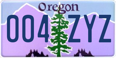 OR license plate 004ZYZ