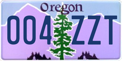 OR license plate 004ZZT
