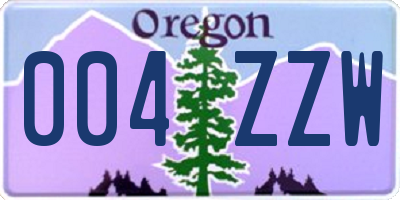 OR license plate 004ZZW