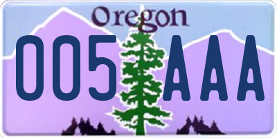 OR license plate 005AAA