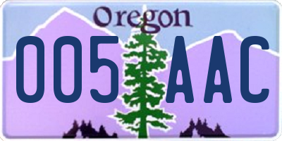 OR license plate 005AAC