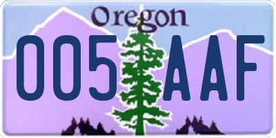 OR license plate 005AAF
