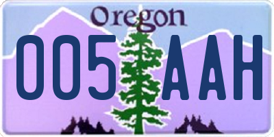 OR license plate 005AAH