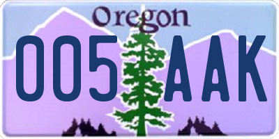 OR license plate 005AAK