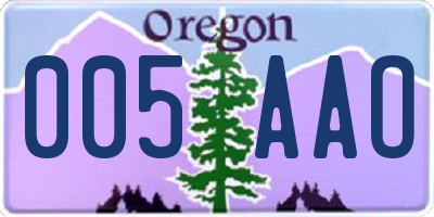 OR license plate 005AAO