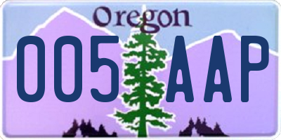 OR license plate 005AAP