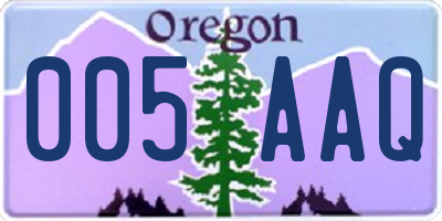 OR license plate 005AAQ