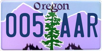 OR license plate 005AAR