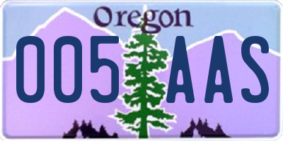 OR license plate 005AAS