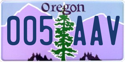 OR license plate 005AAV