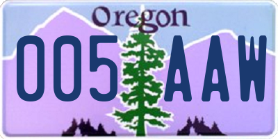 OR license plate 005AAW
