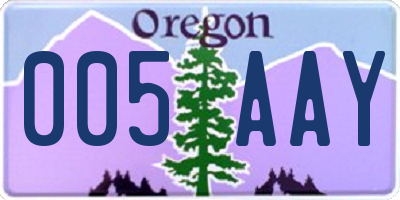 OR license plate 005AAY