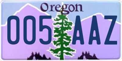 OR license plate 005AAZ