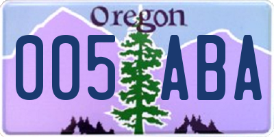 OR license plate 005ABA