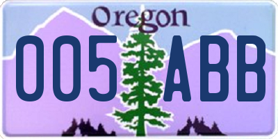 OR license plate 005ABB