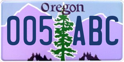 OR license plate 005ABC