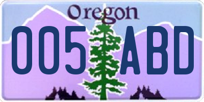 OR license plate 005ABD