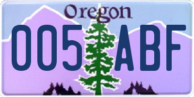 OR license plate 005ABF