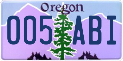 OR license plate 005ABI