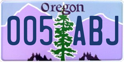 OR license plate 005ABJ