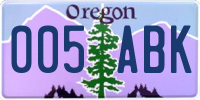 OR license plate 005ABK