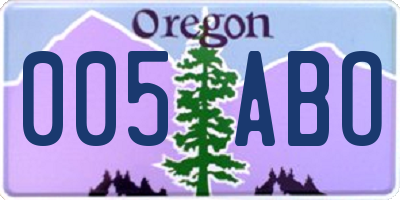 OR license plate 005ABO