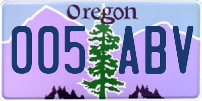 OR license plate 005ABV