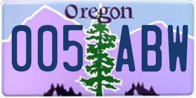 OR license plate 005ABW