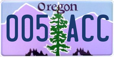 OR license plate 005ACC