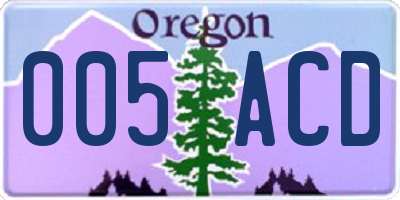 OR license plate 005ACD