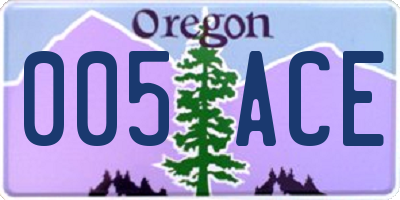 OR license plate 005ACE