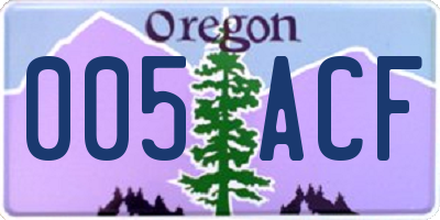 OR license plate 005ACF
