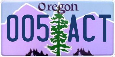 OR license plate 005ACT