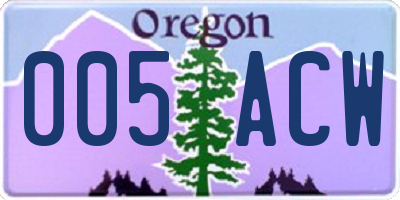 OR license plate 005ACW