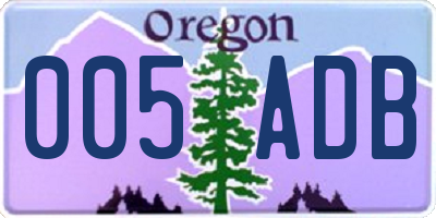 OR license plate 005ADB