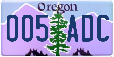 OR license plate 005ADC
