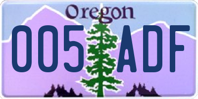 OR license plate 005ADF