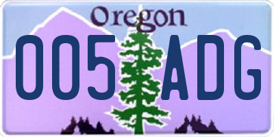 OR license plate 005ADG