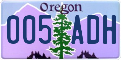 OR license plate 005ADH