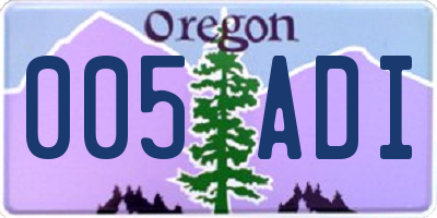 OR license plate 005ADI